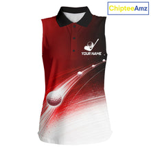 Load image into Gallery viewer, Red Ball Pattern American Flag Womens Sleeveless Golf Polo Shirts, Team Golf Shirts Golf Gifts NBT872
