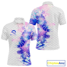 Load image into Gallery viewer, Mens Golf Polo Shirts Custom Hologram Tropical Leaves Golf Shirts, Mens Golf Tops NBT544