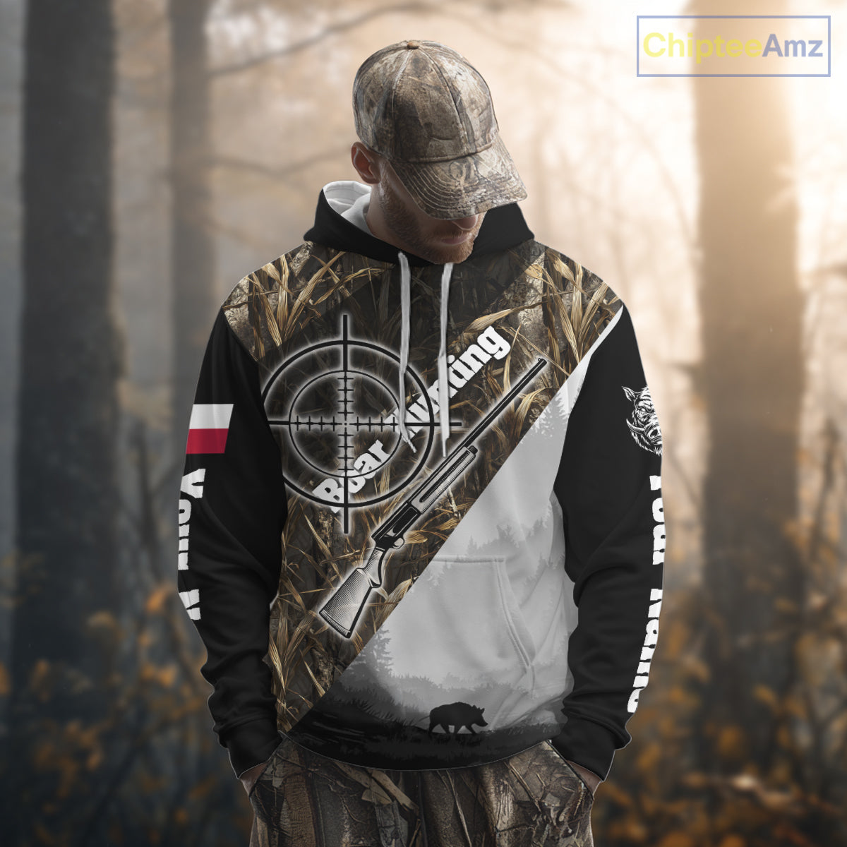 Wild Boar Hunting with Texas Flag and Scope 3D Custom Name Shirts, Boar Gifts for Hunters NBT173