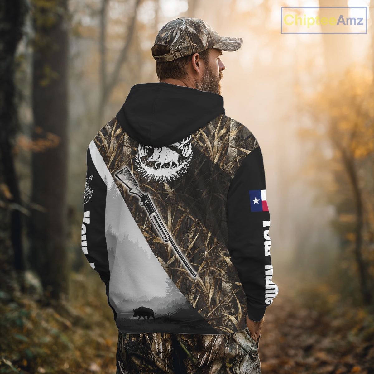Wild Boar Hunting with Texas Flag and Scope 3D Custom Name Shirts, Boar Gifts for Hunters NBT173