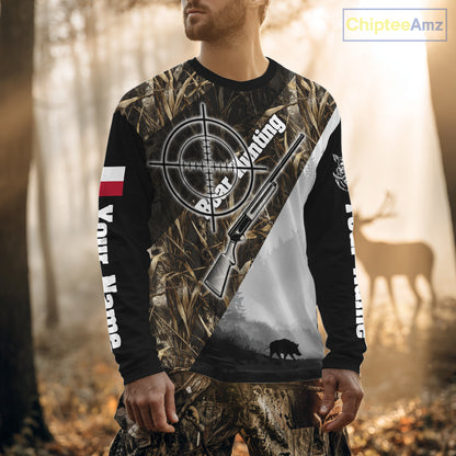 Wild Boar Hunting with Texas Flag and Scope 3D Custom Name Shirts, Boar Gifts for Hunters NBT173