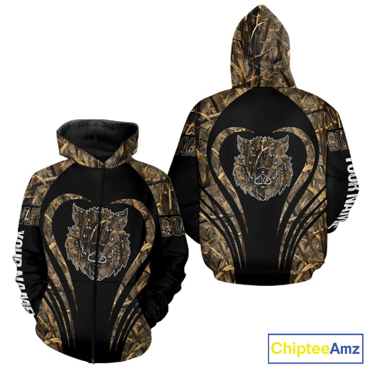 Boar Tattoo Hunting Shirt Custom Name 3D All Over Printed Shirt, Personalized Boar Shirt for Hunter NBT177