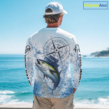 Load image into Gallery viewer, Custom Yellowfin Tuna Long Sleeve Fishing Shirts Saltwater Fish, Compass Offshore Tournament Fishing Shirts NBT553