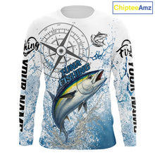 Load image into Gallery viewer, Custom Yellowfin Tuna Long Sleeve Fishing Shirts Saltwater Fish, Compass Offshore Tournament Fishing Shirts NBT553