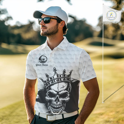 Funny Skull Mens Golf Polo Shirts Golf Camo Pattern Custom Name Skull Golf  Shirt, Golf Attire NBT555
