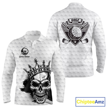 Funny Skull Mens Golf Polo Shirts Golf Camo Pattern Custom Name Skull Golf  Shirt, Golf Attire NBT555