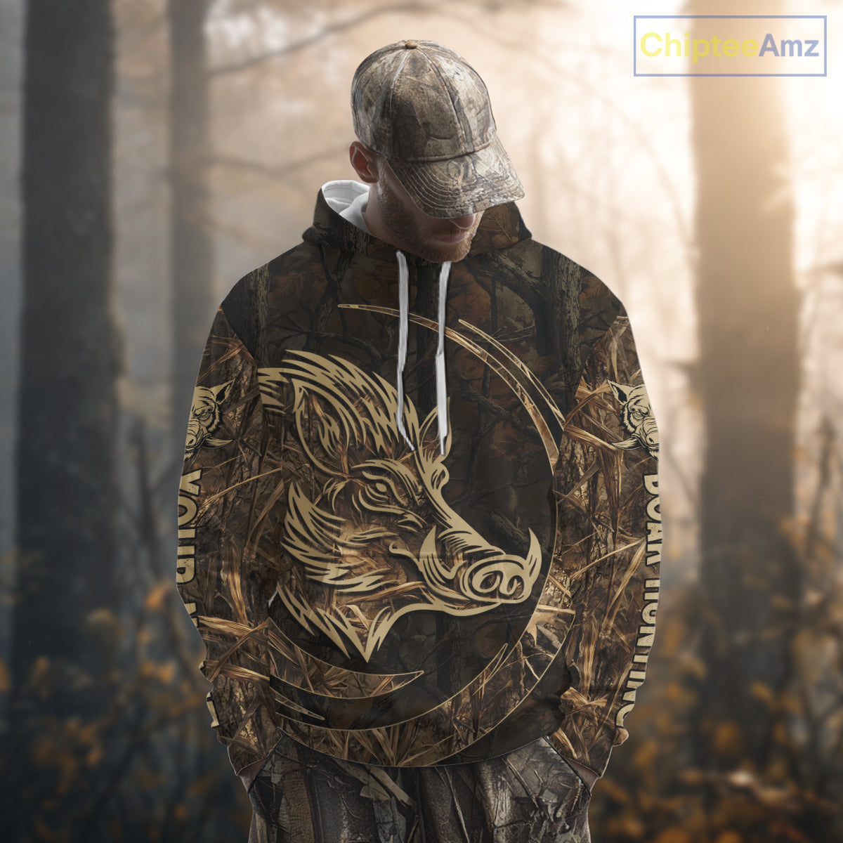 Best Brown Camo Boar Hunting Clothes Custom Name Boar Design Hunting Gifts for Hunter NBT183