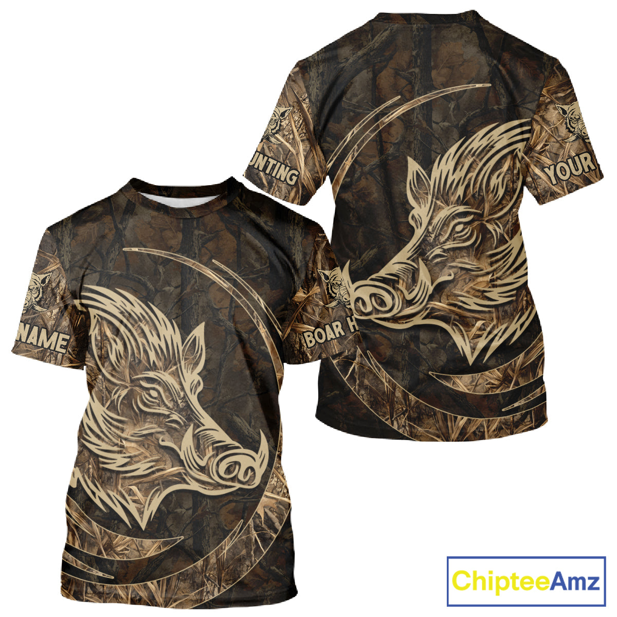 Best Brown Camo Boar Hunting Clothes Custom Name Boar Design Hunting Gifts for Hunter NBT183