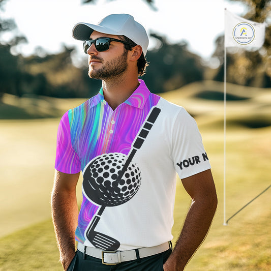 Hologram Golf Pattern Mens Polo Golf Shirts Custom Golf Team Shirts Golfer Outfit, Golf Gifts NBT699