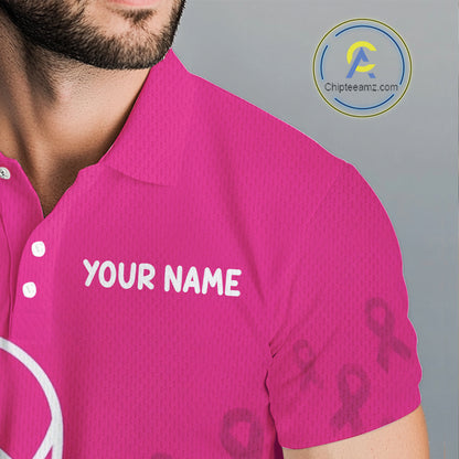 Breast Cancer Pink Ribbon Mens Golf Polo Shirts Custom Golf Shirts For Men Golfing Gifts NBT703