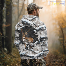 Load image into Gallery viewer, Whitetail Deer Hunting Shirts Custom Name Snow Camo, Deer Season Hunting Clothes For Men NBT273