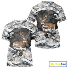 Load image into Gallery viewer, Whitetail Deer Hunting Shirts Custom Name Snow Camo, Deer Season Hunting Clothes For Men NBT273