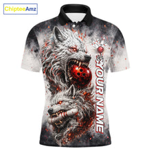 Load image into Gallery viewer, Custom Black And Gray Wolf Bowling Polo &amp; 1/4 Quarter Zip Shirts For Men, Wolf Bowling Jerseys NBT886