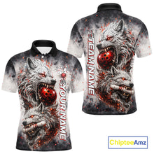 Load image into Gallery viewer, Custom Black And Gray Wolf Bowling Polo &amp; 1/4 Quarter Zip Shirts For Men, Wolf Bowling Jerseys NBT886