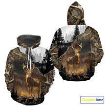Load image into Gallery viewer, Whitetail Deer Hunting US Flag Camouflage Custom 3D Shirts, Personalized Deer Hunting Shirt NBT196