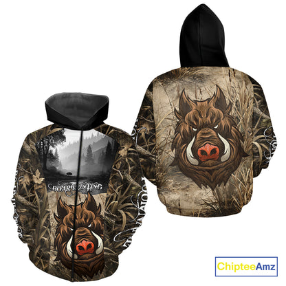 Boar Hunting Camouflage 3D All Over Printed Shirts, Boar Hunting Camo Shirt NBT210