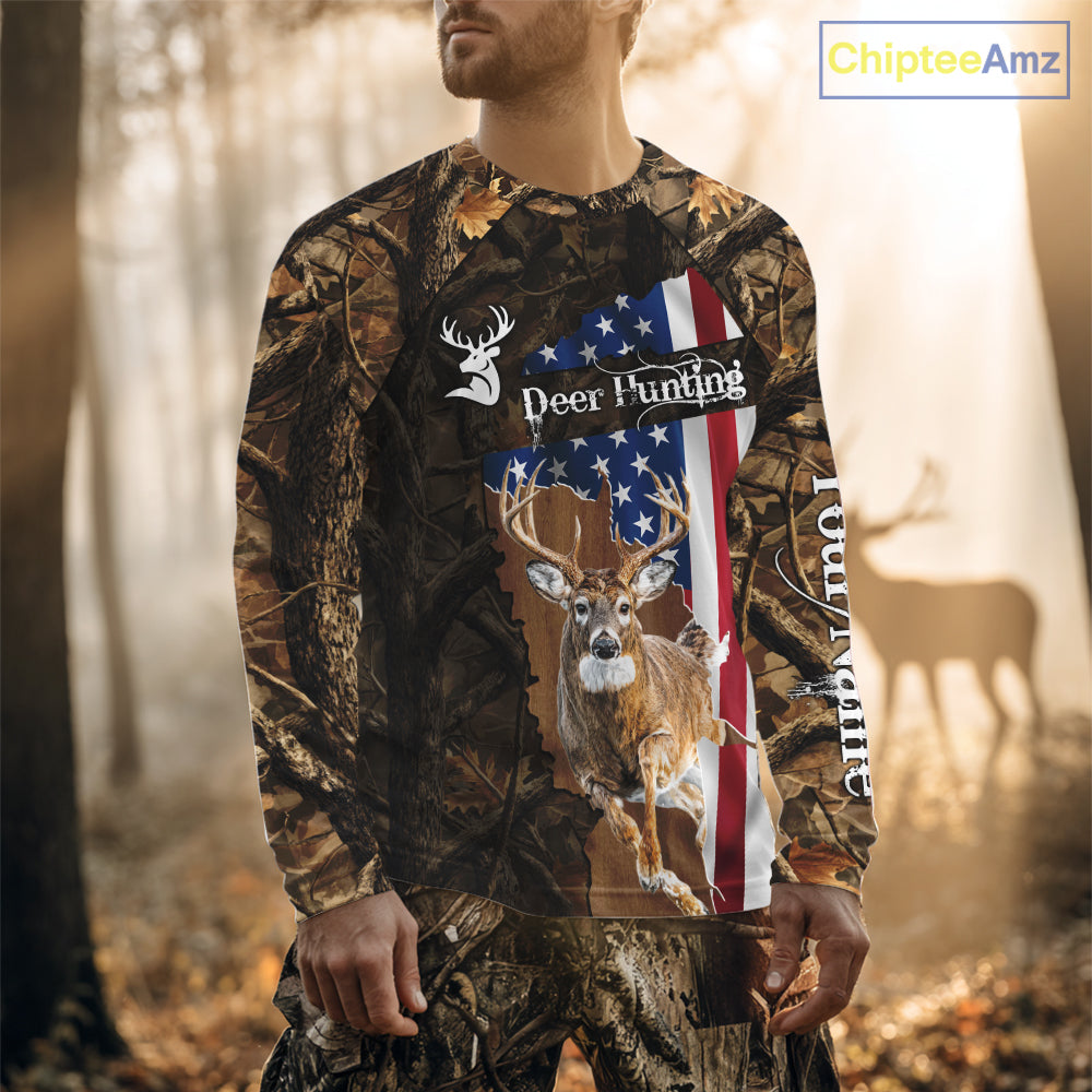 Forest Camo Deer Hunting Shirt American Flag Full All Over 3D Printed Hoodie For Men NBT321