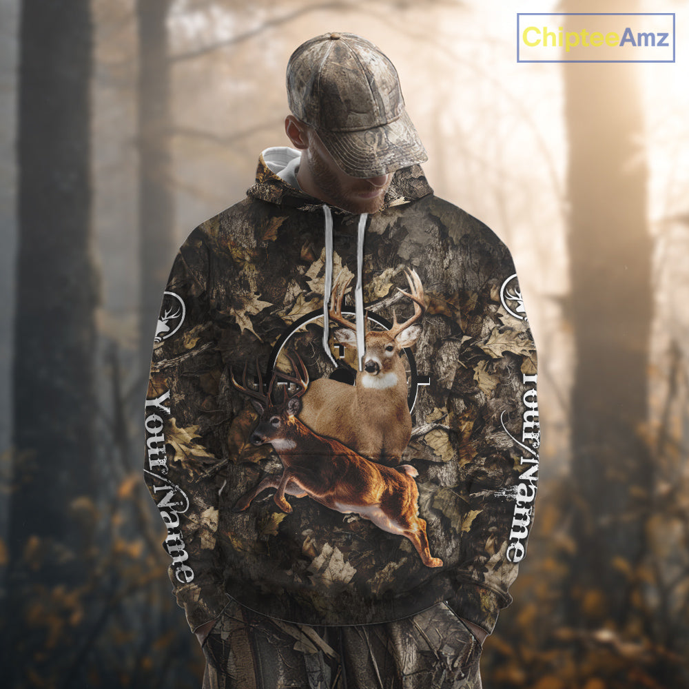 Whitetail Deer Custom Name 3D All Over Printed Shirts, Deer Hunting Clothes, Hunting Season NBT334