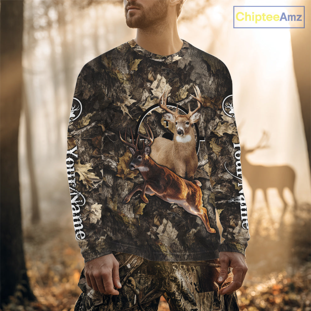 Whitetail Deer Custom Name 3D All Over Printed Shirts, Deer Hunting Clothes, Hunting Season NBT334