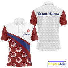 Load image into Gallery viewer, Funny golf balls pattern mens golf polo shirt custom name - red back view