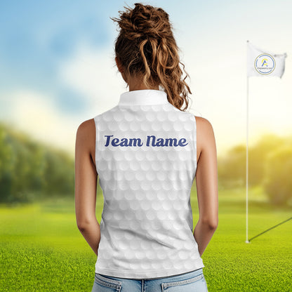woman in funny golf balls womens sleeveless red golf polo shirt with team name 