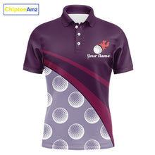 Load image into Gallery viewer, Funny golf balls pattern mens golf polo shirt custom name - front view