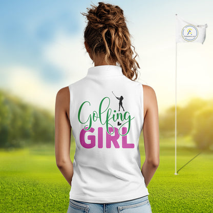 Funny Ostrich Womens Sleeveless Golf Polo Shirts, Cute Womens Golf Shirts, Girls Golf Shirts NBT495
