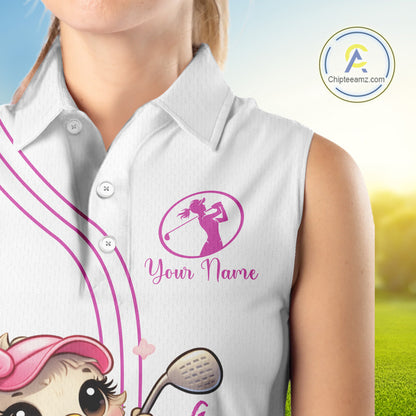 Funny Ostrich Womens Sleeveless Golf Polo Shirts, Cute Womens Golf Shirts, Girls Golf Shirts NBT495