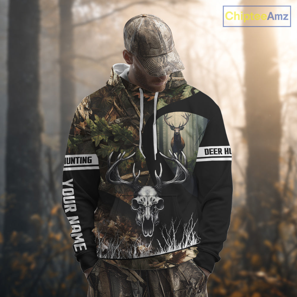 Camo Deer Hunting Shirt with Antlers Skull – Personalized Hunting Clothes, Hunting Gifts for Men NBT43