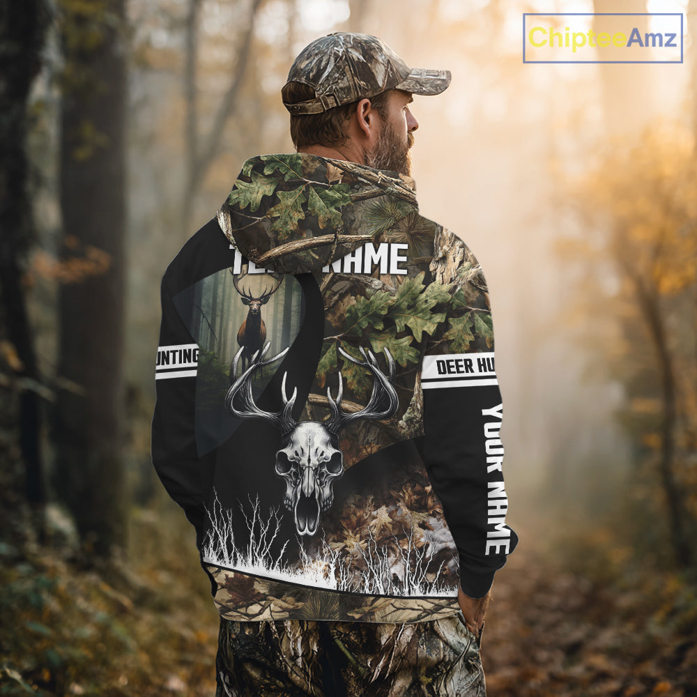 Camo Deer Hunting Shirt with Antlers Skull – Personalized Hunting Clothes, Hunting Gifts for Men NBT43