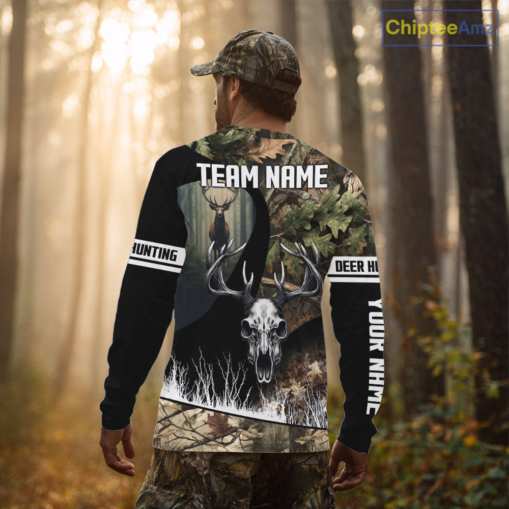 Camo Deer Hunting Shirt with Antlers Skull – Personalized Hunting Clothes, Hunting Gifts for Men NBT43