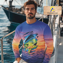 Load image into Gallery viewer, Mahi Mahi Fishing Sunset Custom Fishing Long Sleeve Shirt, Mahi Mahi Offshore Fishing Apparel NBT854