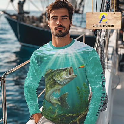 Custom Largemouth Bass Fishing Jerseys, Bass Long Sleeve Tournament Fishing Shirts For Team NBT861