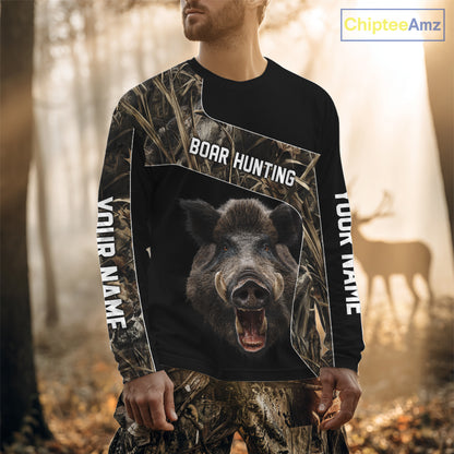 Custom Wild Boar Hunting Camo 3D Shirts, Boar Hunting Gifts, Boar Hunting Shirts for Hunter NBT158