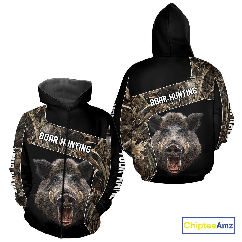 Custom Wild Boar Hunting Camo 3D Shirts, Boar Hunting Gifts, Boar Hunting Shirts for Hunter NBT158