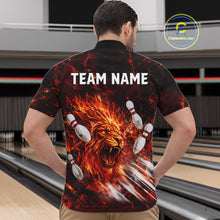 Load image into Gallery viewer, Red Flame Lion Custom Men Bowling Quarter Zip Shirts Bowling League Shirts Bowling Team Jerseys NBT878