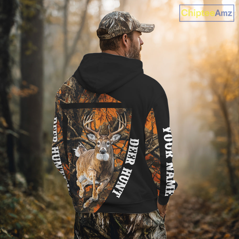 Custom Orange Camo Personalized Hunting Shirts for Men, Deer Hunting Clothes, Hunting Gifts NBT187
