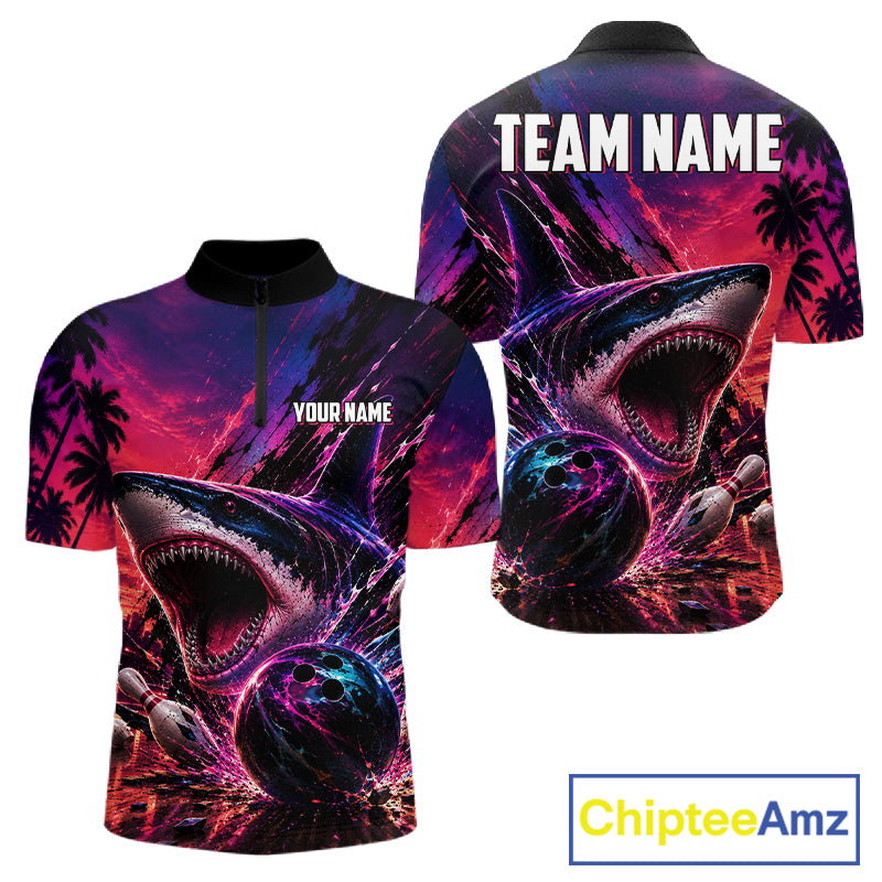 Custom Shark Bowling Polo Shirts For Men, Shark Bowling Team Shirt NBT969