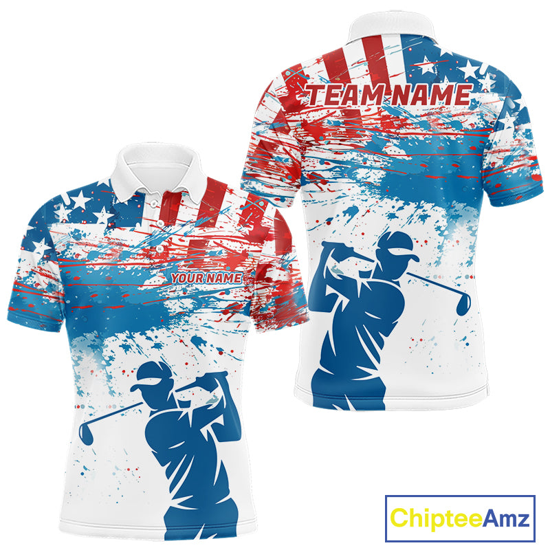 American Flag Golf Polo Shirt Custom Mens Golf Shirts US Flag Golf Polo Shirt NBT568