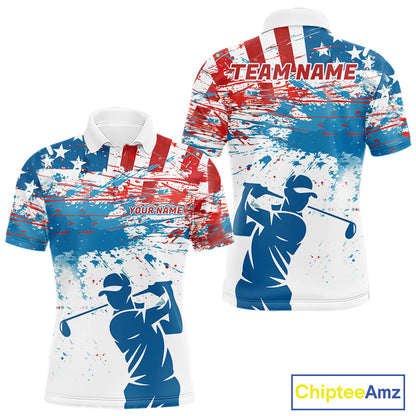 American Flag Golf Polo Shirt Custom Mens Golf Shirts US Flag Golf Polo Shirt NBT568