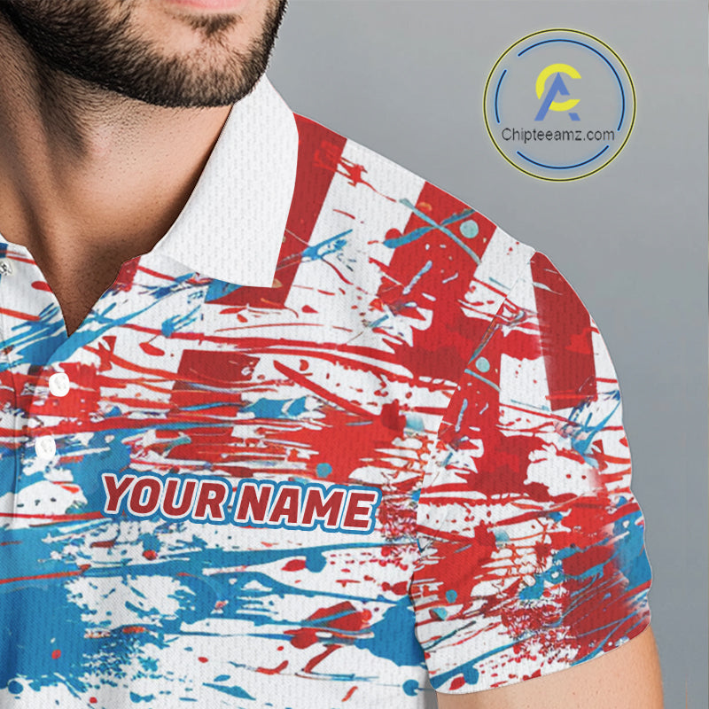 American Flag Golf Polo Shirt Custom Mens Golf Shirts US Flag Golf Polo Shirt NBT568