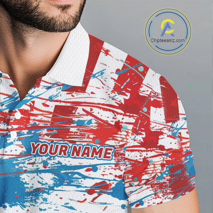 American Flag Golf Polo Shirt Custom Mens Golf Shirts US Flag Golf Polo Shirt NBT568