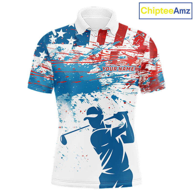 American Flag Golf Polo Shirt Custom Mens Golf Shirts US Flag Golf Polo Shirt NBT568