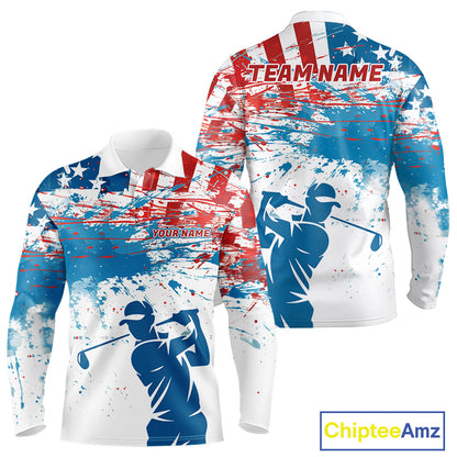 American Flag Golf Polo Shirt Custom Mens Golf Shirts US Flag Golf Polo Shirt NBT568