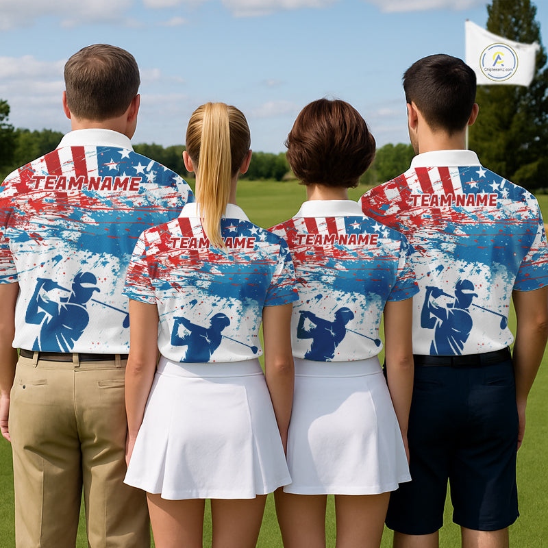 American Flag Golf Polo Shirt Custom Mens Golf Shirts US Flag Golf Polo Shirt NBT568