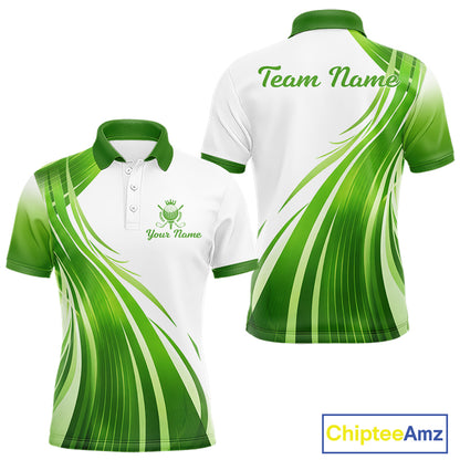 Mens Golf Polo Shirt Green And White Custom Golf Shirts For Team Personalized Golf Gifts NBT570
