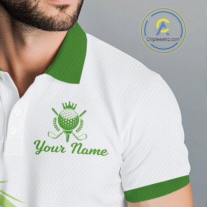 Mens Golf Polo Shirt Green And White Custom Golf Shirts For Team Personalized Golf Gifts NBT570