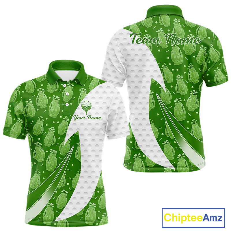 Green Golf Pattern Polo Golf Shirt For Men Custom Mens Golf Clothes, Best Golf Gifts NBT572