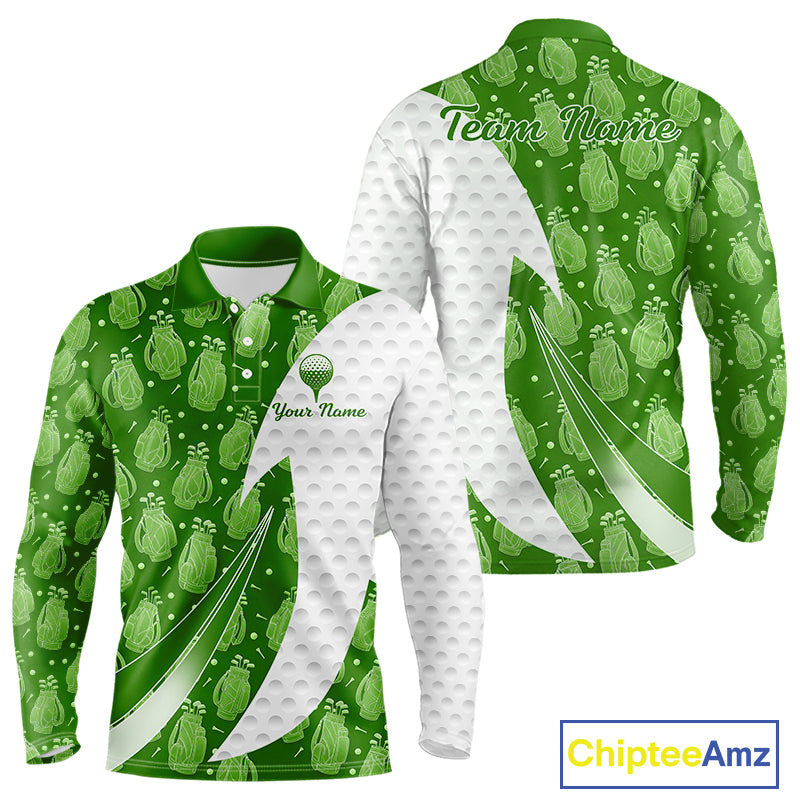 Green Golf Pattern Polo Golf Shirt For Men Custom Mens Golf Clothes, Best Golf Gifts NBT572
