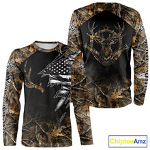 Load image into Gallery viewer, Whitetail Deer Hunting Shirts Personalized Black US Flag Camouflage, Best Gifts for Deer Hunters NBT275